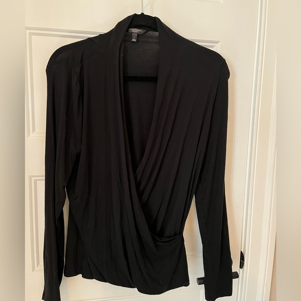 Women’s L BANANA REPUBLIC black long sleeve blouse, from Spring 2022